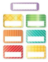 Vector name badge. bright stickers. rectangular label colorful and cute