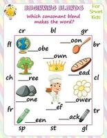 Logic Education's Beginning Blends worksheets for kids are engaging resources that help children practice consonant blends at the beginning of words, improving their reading abilities. vector