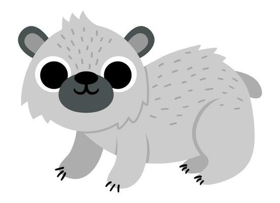 Vector polar bear icon. Endangered species illustration. Cute extinct animal isolated on white background. Funny wild animal illustration for kids. Nature protection concept