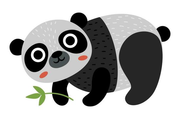 Vector panda bear icon. Endangered species illustration. Cute extinct animal isolated on white background. Funny wild animal illustration for kids. Nature protection concept