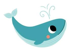 Vector blue whale icon. Endangered species illustration. Cute extinct fish isolated on white background. Funny wild animal illustration for kids. Nature protection concept