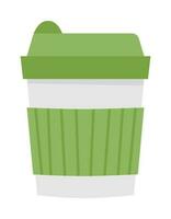 Vector reusable cup icon. Green coffee or tea glass. Ecological food container concept. Earth day illustration