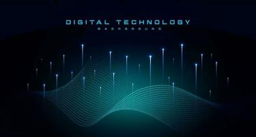Digital technology banner green blue background concept with technology light effect, abstract tech, innovation future data, internet network, Ai big data, lines dots connection, illustration vector
