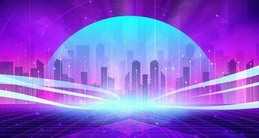 Digital technology metaverse neon blue pink purple background, cyber information, abstract connect communication, innovation future meta tech, internet network connection, Ai big data, illustration 3d vector