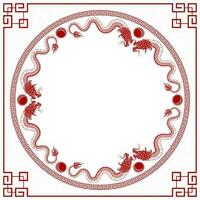 Chinese frame with oriental Asian elements on color background vector