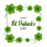 St. Patrick's Day, elegant square frame with shamrock leaves. Postcard, banner, vector