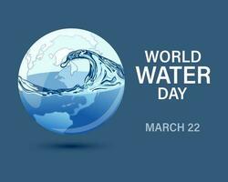 World Water Day, 3d planet with water splash. Ecological concept. Banner, poster, postcard, vector