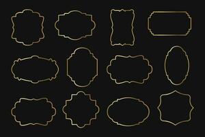 Collection of luxury golden curly frames for text, labels. Templates, icons, vector