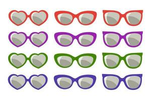 Collection of trendy hipster summer sunglasses. Fashion sunglasses, summer accessory. Icons, vector