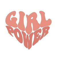 Power girl, lettering in the shape of a heart. Calligraphic inscription, quote, phrase. Greeting card, print, typographic design, handwritten lettering. vector