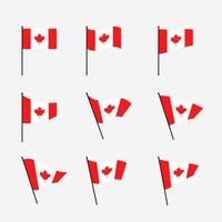 Vector collection of wavy Canada flags
