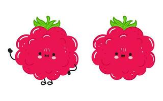 Cute funny Raspberries character. Vector hand drawn cartoon kawaii character illustration icon. Isolated on white background. Raspberries character concept