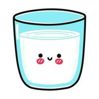 Cute funny glass of water. Vector hand drawn cartoon kawaii character illustration icon. Isolated on white background. Glass of water character concept