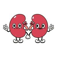 Kidneys waving hand character. Vector hand drawn traditional cartoon vintage, retro, kawaii character illustration icon. Isolated on white background. Kidneys character concept