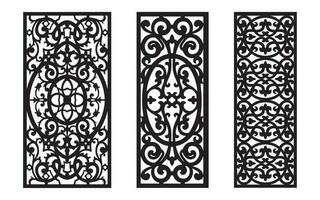 Black patterns with white background, Islamic vectors with floral panels for CNC laser cutting