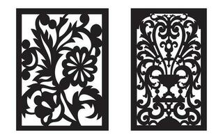 Decorative black patterns with white background, geometric, islamic and floral template for cnc laser cutting vector