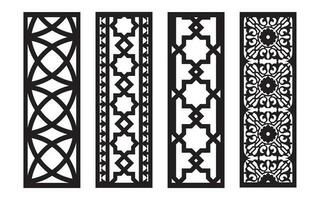 Black patterns with white background, Islamic vectors with floral panels for CNC laser cutting