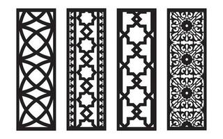 Black patterns with white background, Islamic vectors with floral panels for CNC laser cutting