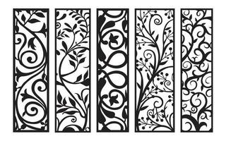 Black patterns with white background, Islamic vectors with floral panels for CNC laser cutting