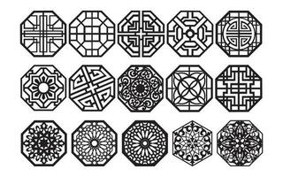 Decorative black patterns with white background, geometric, islamic and floral template for cnc laser cutting vector