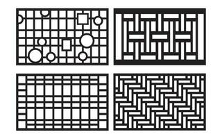 Decorative black patterns with white background, geometric, islamic and floral template for cnc laser cutting vector