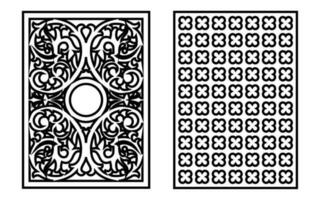 Decorative black patterns with white background, geometric, islamic and floral template for cnc laser cutting vector