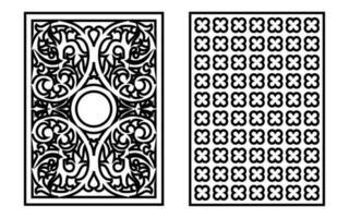 Decorative black patterns with white background, geometric, islamic and floral template for cnc laser cutting vector