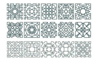 Decorative black patterns with white background, geometric, islamic and floral template for cnc laser cutting vector