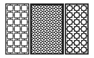 Decorative black patterns with white background, geometric, islamic and floral template for cnc laser cutting vector