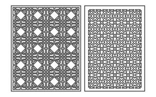 Decorative black patterns with white background, geometric, islamic and floral template for cnc laser cutting vector