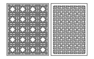 Decorative black patterns with white background, geometric, islamic and floral template for cnc laser cutting vector