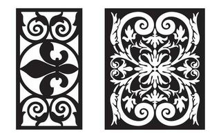 Decorative black patterns with white background, geometric, islamic and floral template for cnc laser cutting vector