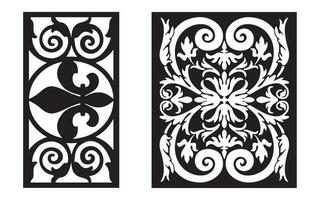 Decorative black patterns with white background, geometric, islamic and floral template for cnc laser cutting vector