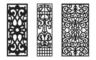 Black patterns with white background, Islamic vectors with floral panels for CNC laser cutting