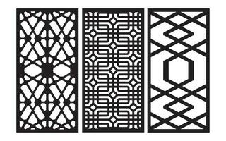 Decorative black patterns with white background, geometric, islamic and floral template for cnc laser cutting vector