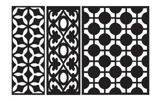 Black patterns with white background, Islamic vectors with floral panels for CNC laser cutting