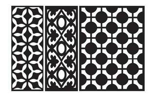 Black patterns with white background, Islamic vectors with floral panels for CNC laser cutting