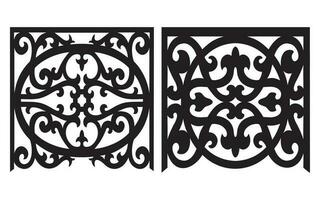 Black patterns with white background, Islamic vectors with floral panels for CNC laser cutting