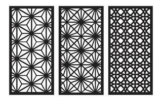 Decorative black patterns with white background, geometric, islamic and floral template for cnc laser cutting vector