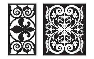 Black patterns with white background, Islamic vectors with floral panels for CNC laser cutting