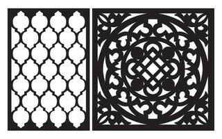 Black patterns with white background, Islamic vectors with floral panels for CNC laser cutting