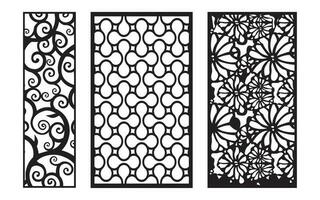 Decorative black patterns with white background, geometric, islamic and floral template for cnc laser cutting vector