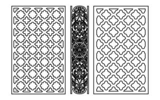 Decorative black patterns with white background, geometric, islamic and floral template for cnc laser cutting vector