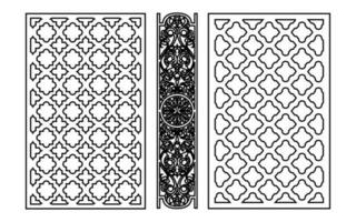 Decorative black patterns with white background, geometric, islamic and floral template for cnc laser cutting vector