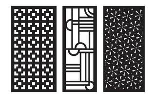 Decorative black patterns with white background, geometric, islamic and floral template for cnc laser cutting vector