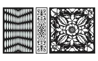 Black patterns with white background, Islamic vectors with floral panels for CNC laser cutting