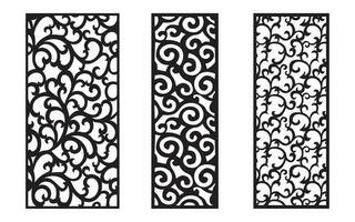 Black patterns with white background, Islamic vectors with floral panels for CNC laser cutting