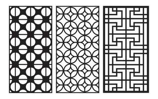 Black patterns with white background, Islamic vectors with floral panels for CNC laser cutting