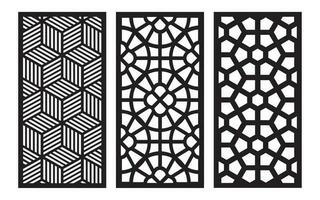 Decorative black patterns with white background, geometric, islamic and floral template for cnc laser cutting vector