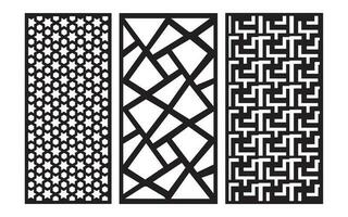 Decorative black patterns with white background, geometric, islamic and floral template for cnc laser cutting vector